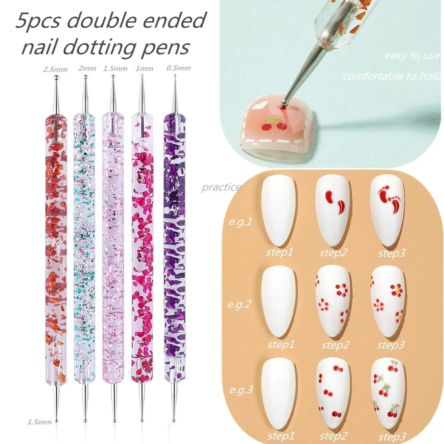 Nail Art Design Kit - Precision Dotting Tools & Liner Brushes (10-Piece Set)