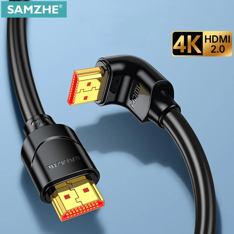 SAMZHE HDMI кабель 4K HDMI 2,0 кабель с углом поворота 90/270 градусов адаптер для Apple TV PS4/5 сплиттер видео аудио 90 градусов HDMI кабель