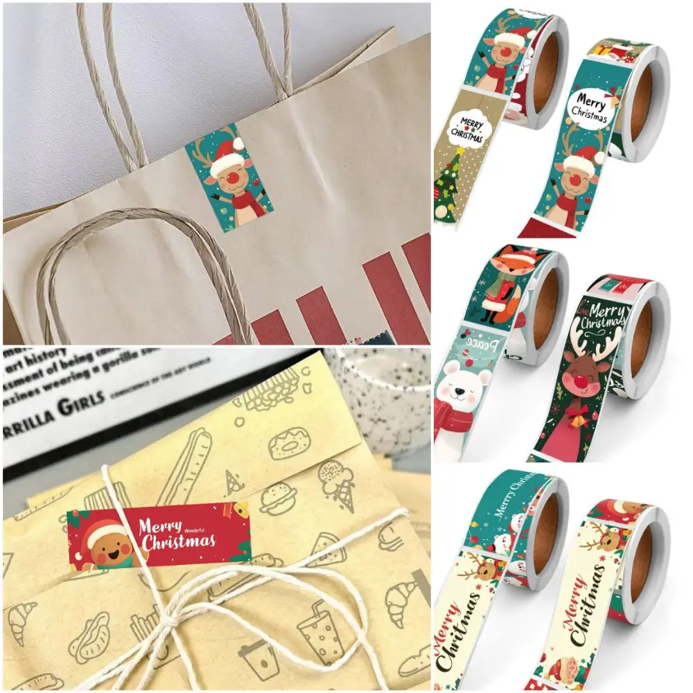 Multicolor Paper Christmas Stickers for Gift Packaging Decoration