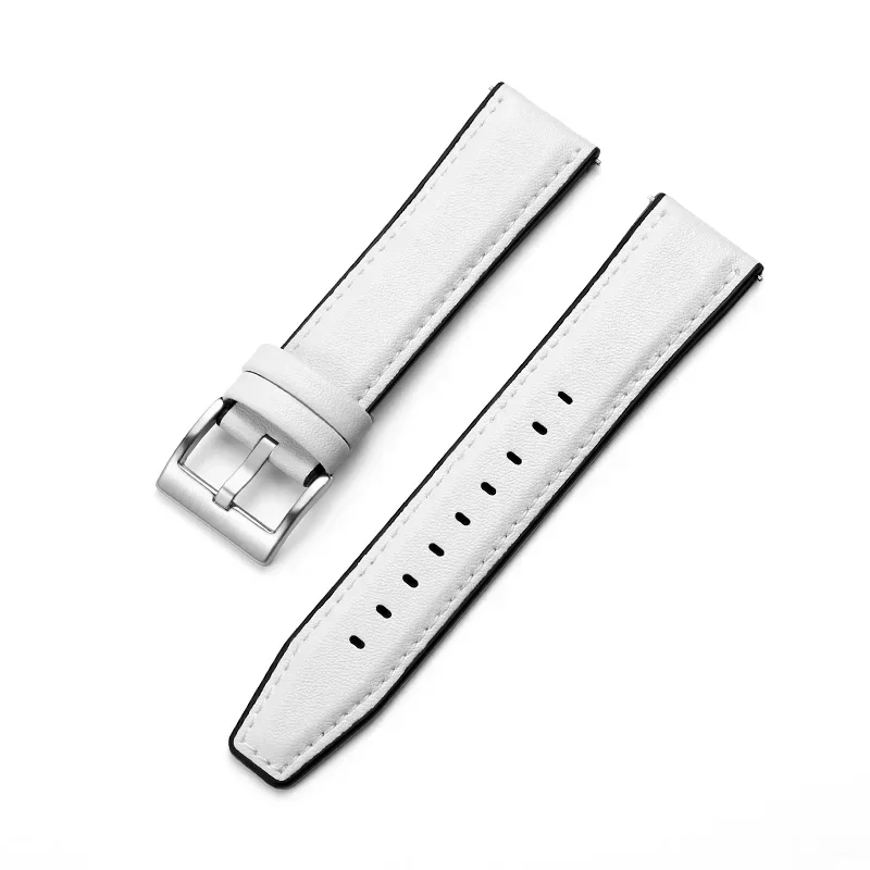 22mm Silicone Leather Hybrid Watchband Bracelet Strap