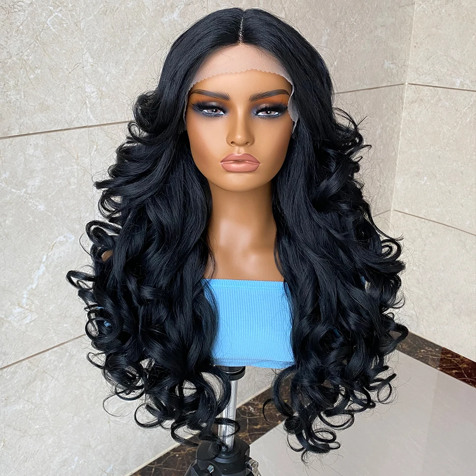 Lace Front Wigs 13X5X1 Latisha Synthetic HD Curly Pre Plucked Lace Front Wigs With Bangs For Afro Women Highlight With Baby Hair - 3