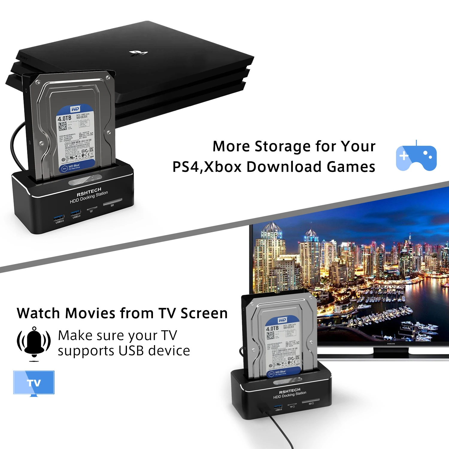 External Hard Drive Case SSD Enclosure Hard Drive Enclosure Hard Disk Case External Hard Drive Box HDD Case Enclosure Hard Drive Adapter SSD Adapter HDD Docking Station RSHTECH USB 3.0 to SATA I/II/III External Hard Drive Docking Station For 2.5
