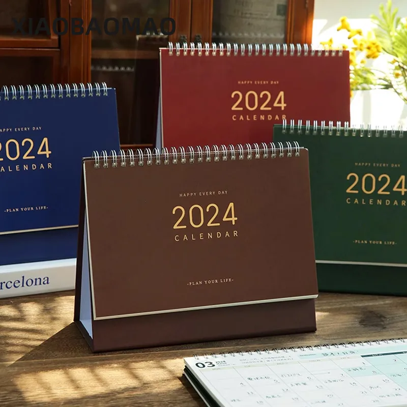 2024 Simple Solid Color Desk Calendar INS mini calendar Lunar desktop Calendar Planner Notepad Office Stationery