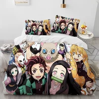 Demon Slayer Bedding Set Kamado Nezuko Duvet Cover Set Bedspread Pillowcase King Queen Full Single Size Bed Linen Kids Teen Gift 1