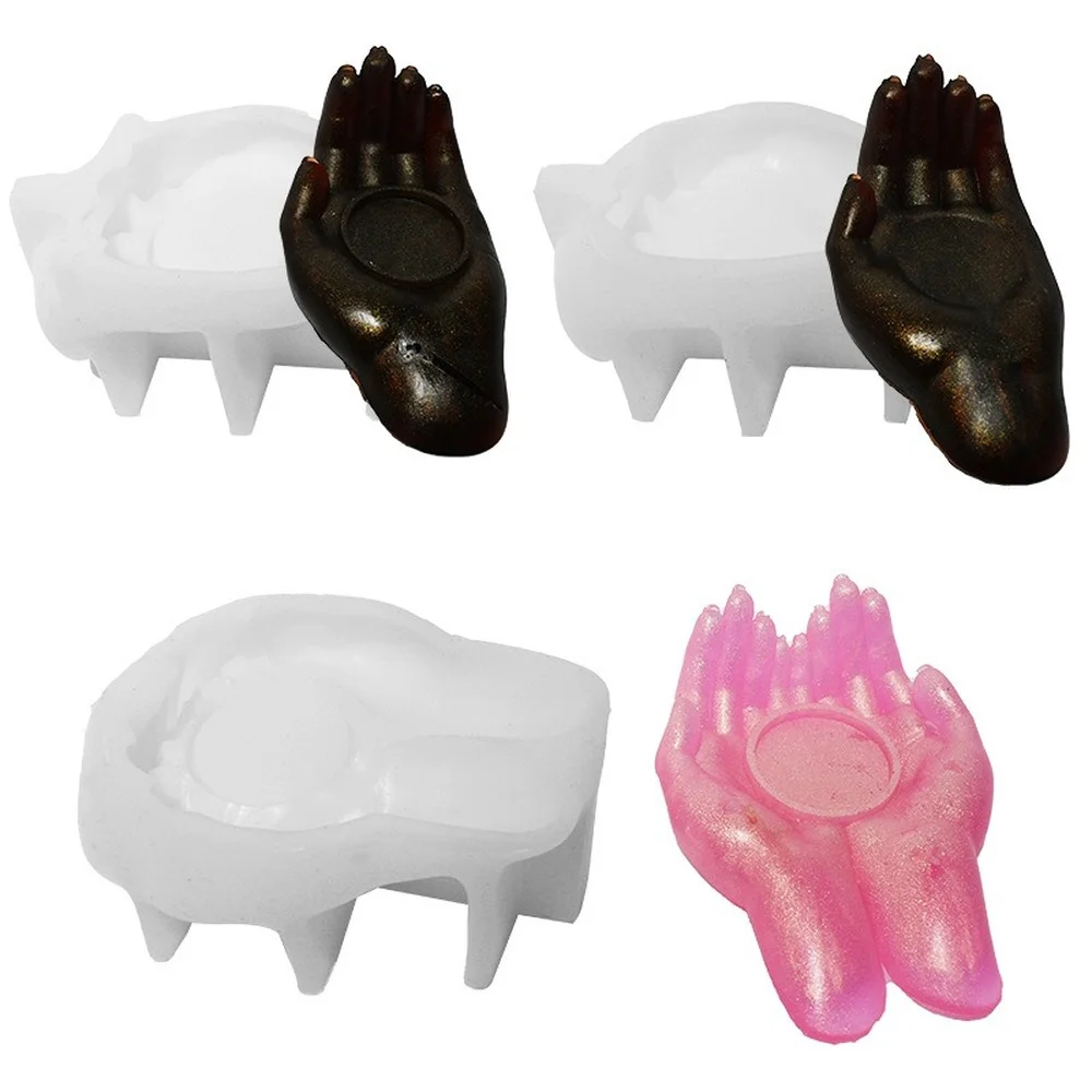 3D Hand Shaped Candle Holder Clay Silicone Mold DIY Handmade Plaster