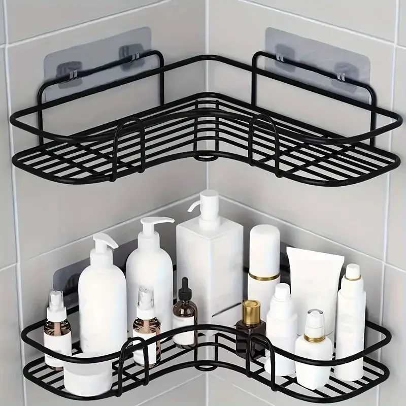 Bathroom Storage Rack Reinforcing Hook Cast Iron Corner Caddy No-Drill