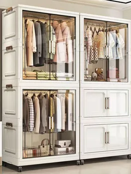Armadietto portaoggetti pieghevole multifunzionale per l'organizzatore del bagno della cucina dell'home office con ante bianco nero grigio