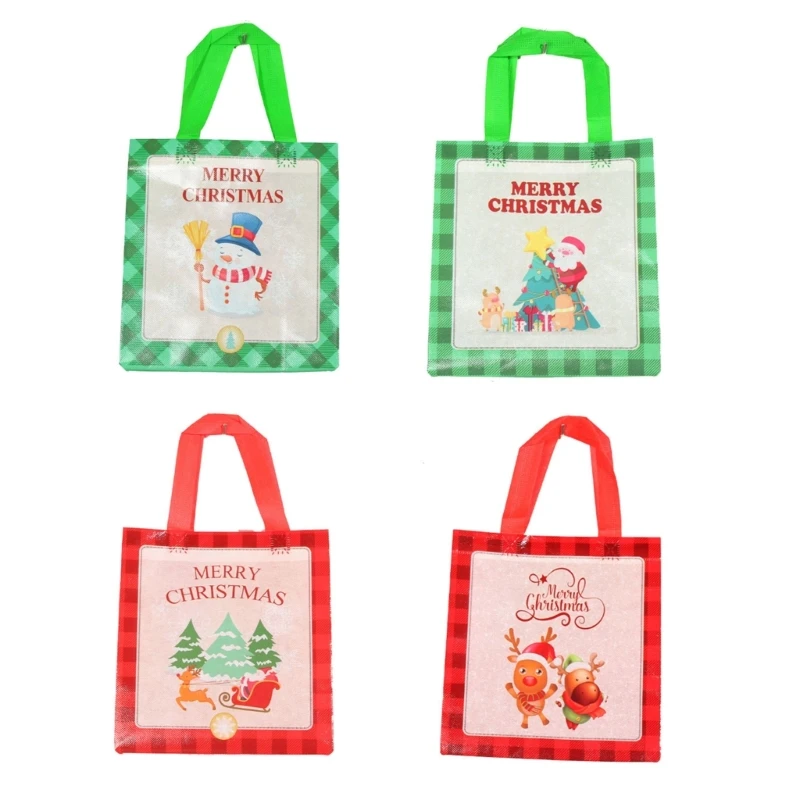 Merry Christmas Gift Bag With Handle No Woven Cloth Portable Present Organization For Christimas Holiday Party Favor A0Ke