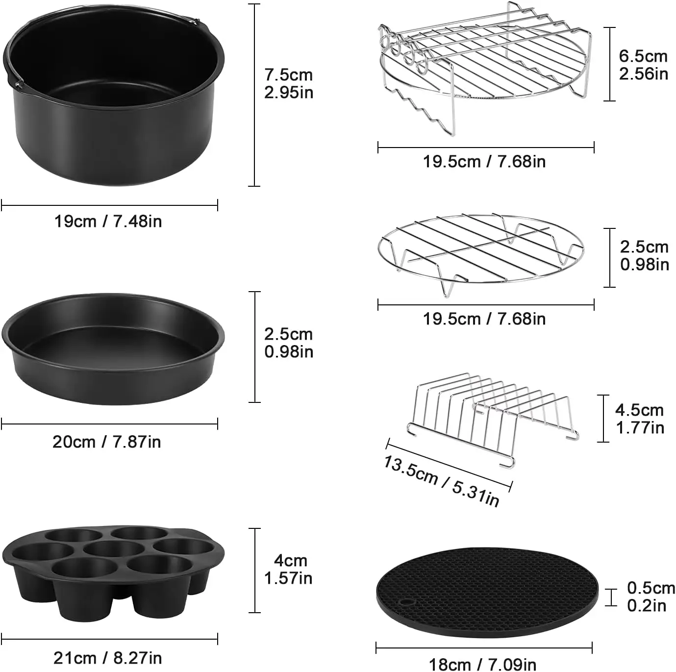 13-Piece Non-Stick Air Fryer Accessories Set - Safe & Durable Universal Kitchen Baking Tools
