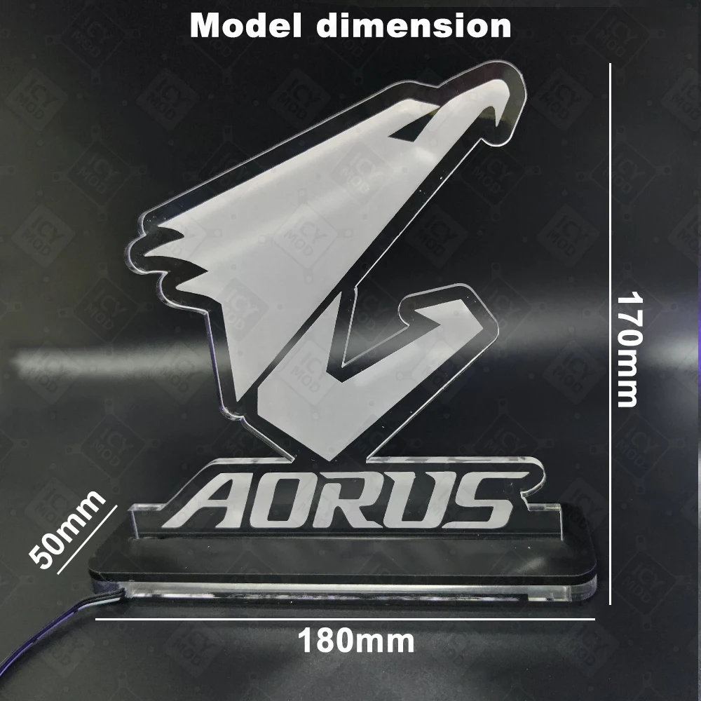 AORUS Figure Chassis Decoration PC LED Rainbow Lighting MOD Acrylic Lighting Panel 5V3Pin GIGABYTE pc cooler decoration