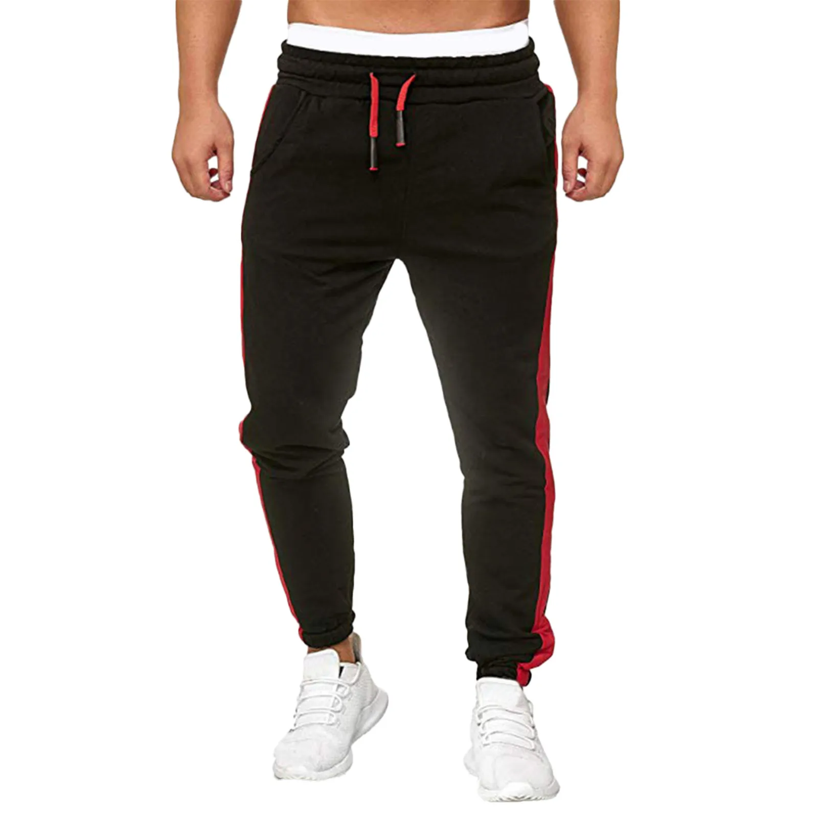 

Men's Fashion Casual Soft Pant Splicing Solid Color Warm Elastic Sport Tracksuit Cargo Baggy Sport Jogger Casual Trousers