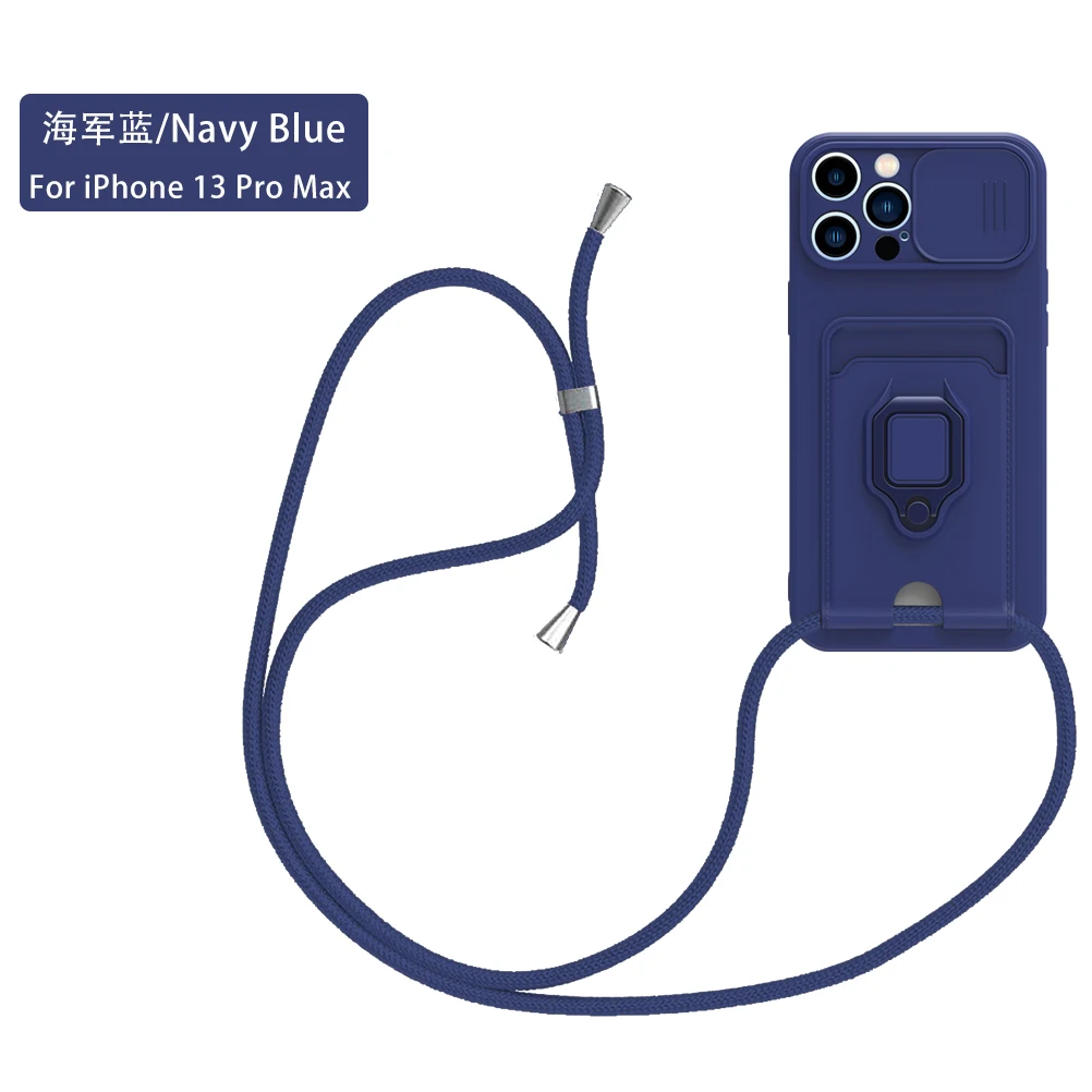 Magnetic Ring Holder Wallet Case with Lanyard Attachment