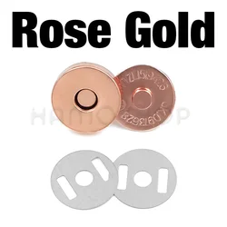 Set of 10 Magnetic Snap Fasteners for Handbags and Wallets - Craft Accessory Buckles (Rose Gold)