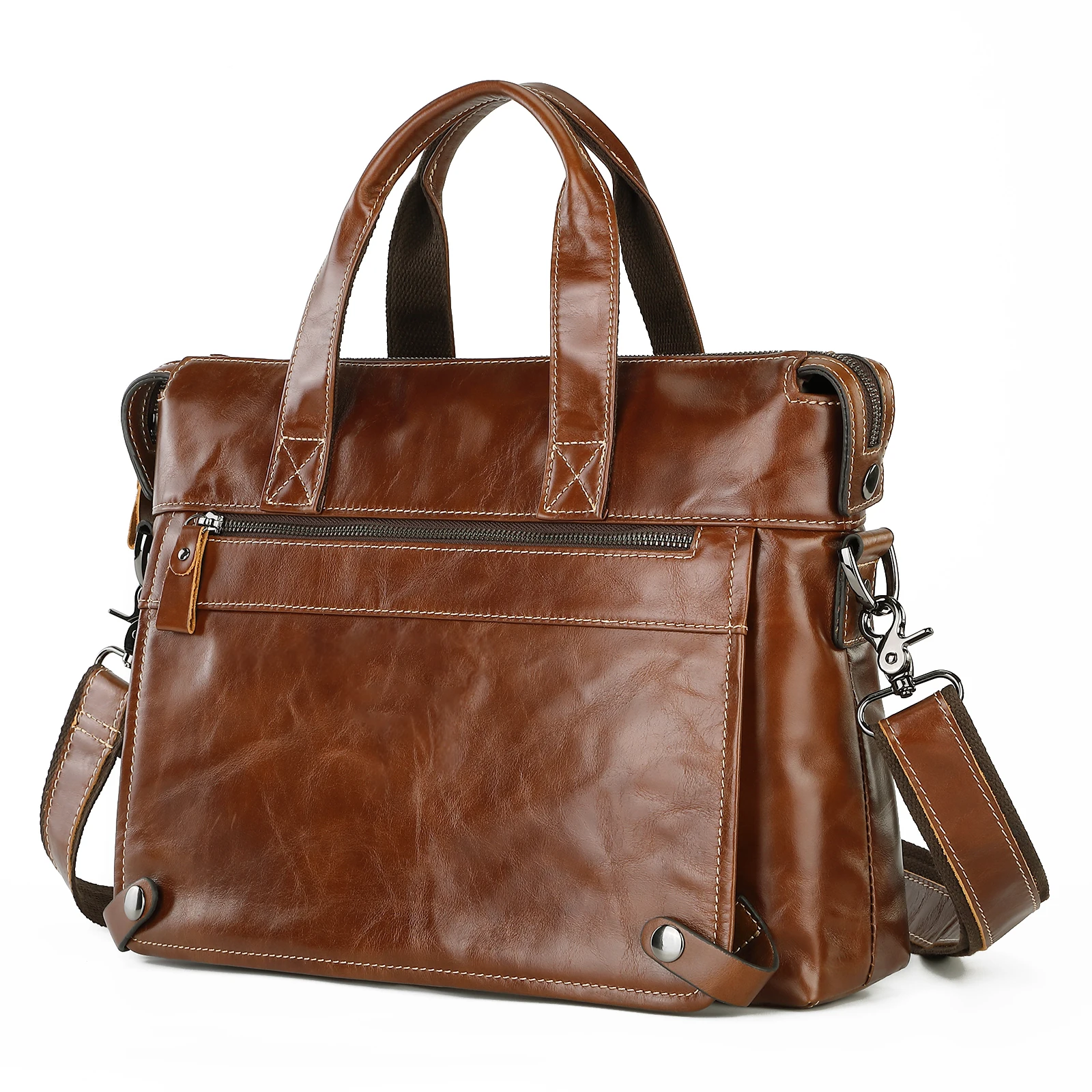 

Royal Bagger Briefcase for Men Genuine Cow Leather Shoulder Bag Vintage Male Crossbody Bag 1291