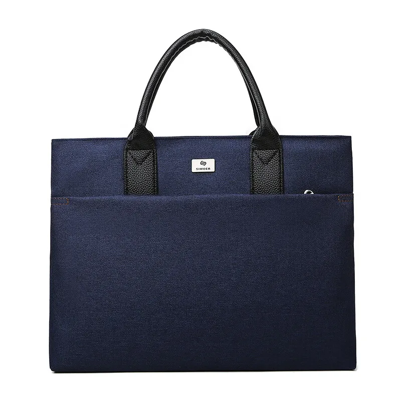 

SIMOER Blue Men Bag Business Briefcase Office Folder Tote File Bags 13.3 Inch Laptop Handbag Wearproof Oxford Customizable