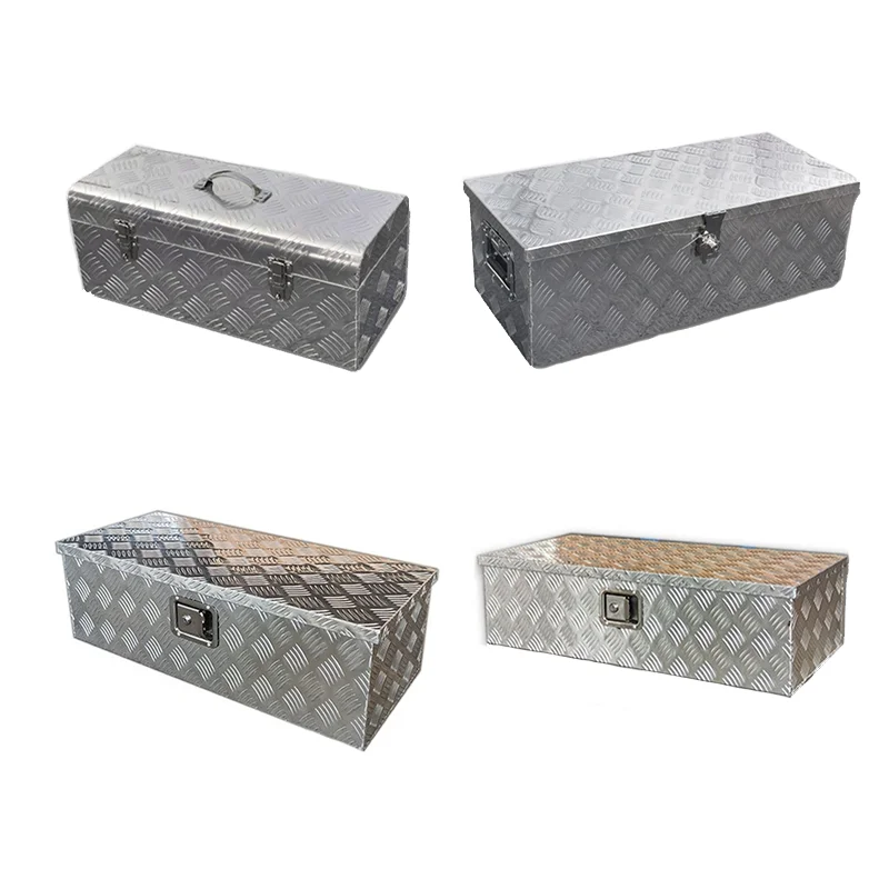 Caja herramientas aluminio alta resistencia para camioneta, con asa lateral y llaves bloqueo, caja almacenamiento - Imagen 2