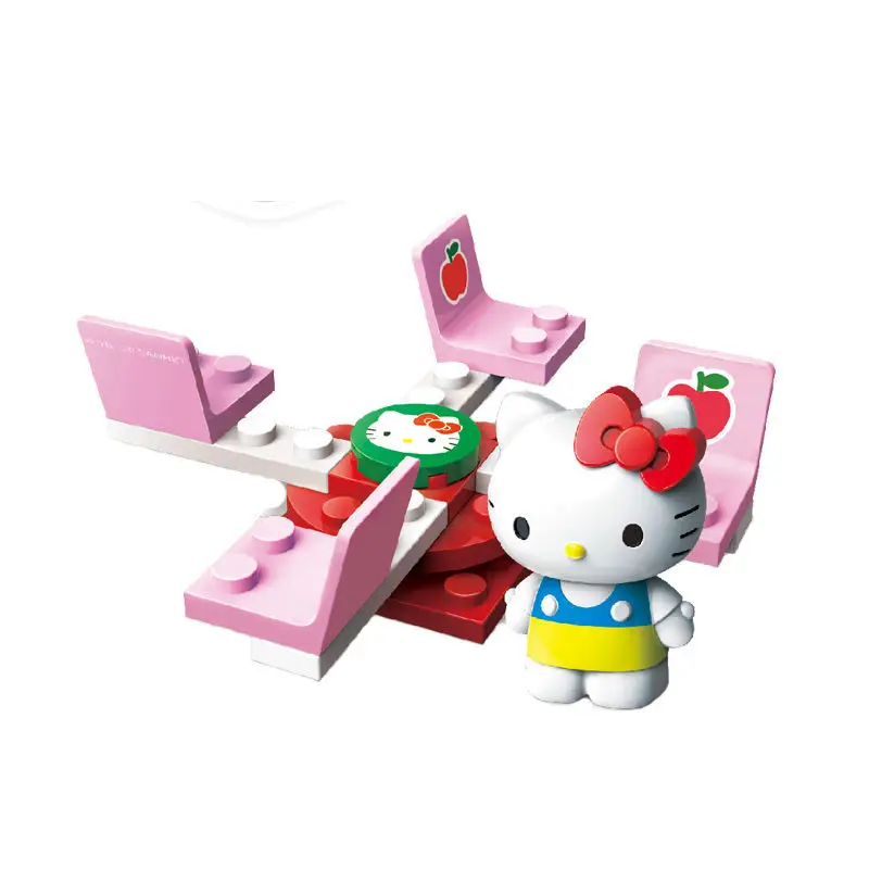 Sanrio Hello Kitty Toys Building Blocks Twisted Eggs KT Cat Third Generation Beach Park Kids Assembly Building Block Figural Toy