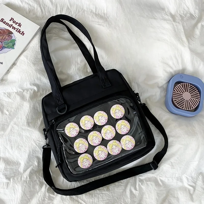 Универсальные японские прозрачные сумки для женщин, модная модная сумка Ita 2025, холщовые сумки через плечо ярких цветов, вместительные холщовые сумки через плечо