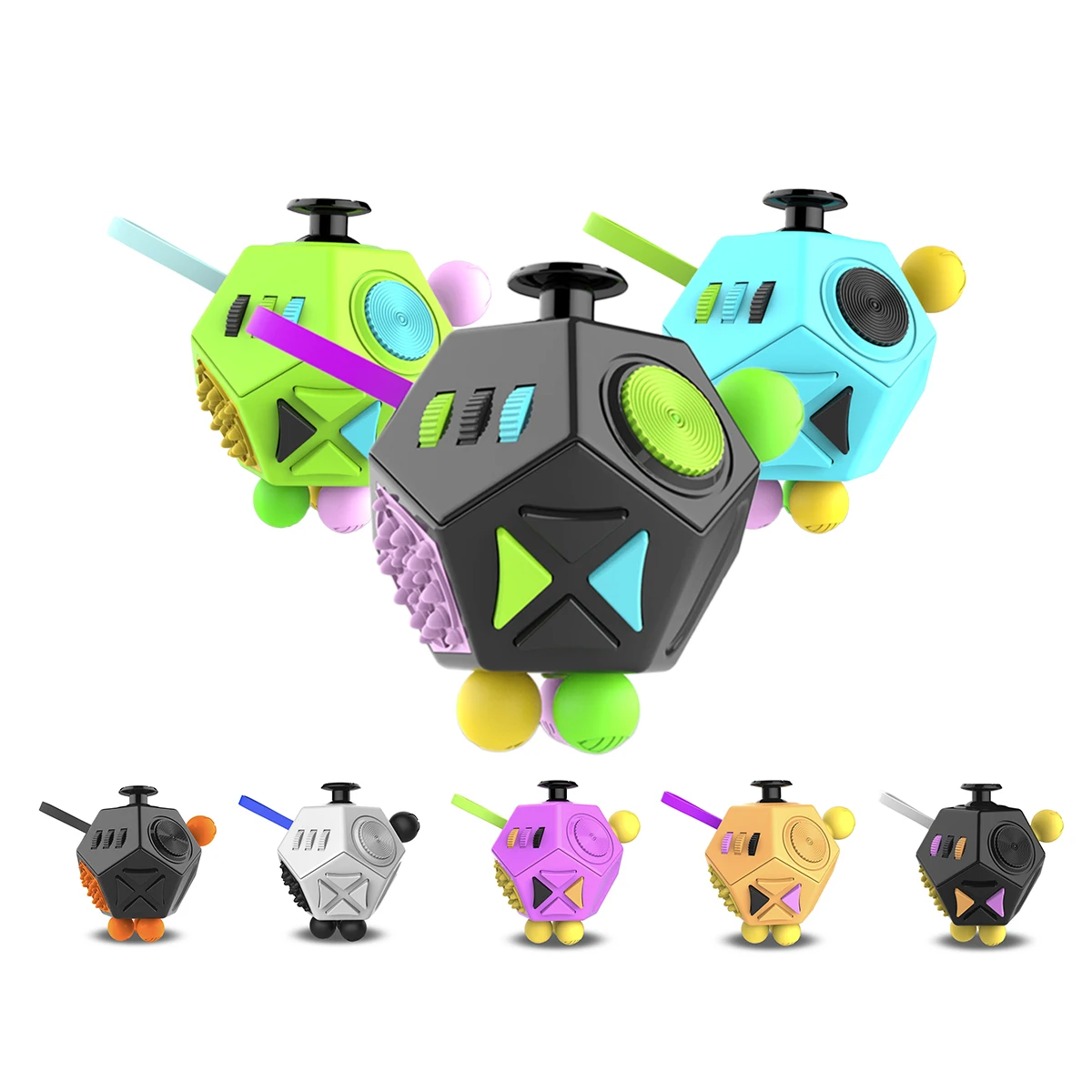 Fidget Cube Toys,Edc Hand Sensory Toys,12 Sides Anti Stress Cube Per Bambini Bambini Adulti Autismo Adhd Ocd Ansia Relief Focus