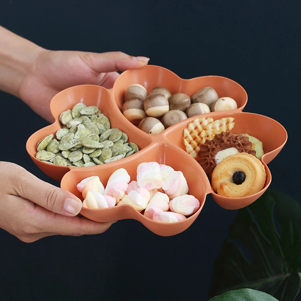 Snack Plate Feel Comfortable Beautiful Shape Wheat Straw Kitchen Bar Utensils Four-leaf Clover Plate Fruit