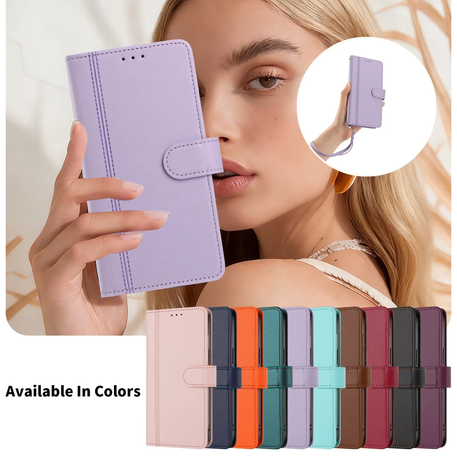 Elegant PU Leather Wallet Flip Phone Case Cover