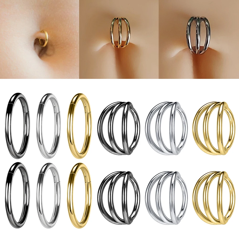 

AOEDEJ 1PC 14G Simple Design Belly Button Ring Gold Color Navel Barbell Piercing Stainless Steel Navel Belly Rings Body Piercing