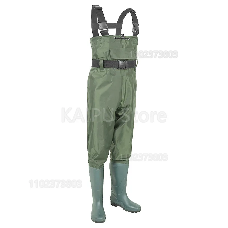 Half-body breathable water pants waterproof ultra-light army green one-piece wear-resistant water pants rain shoes wading