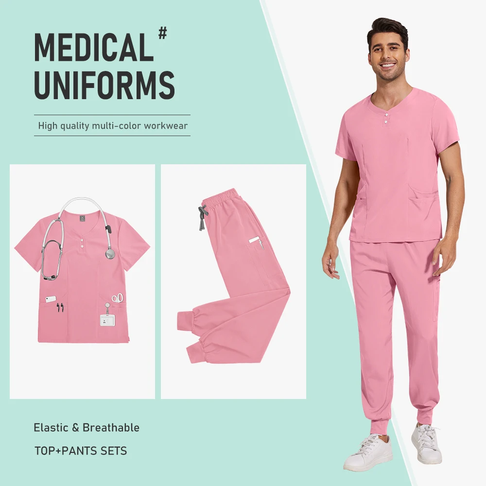 חליפת בית חולים אחות סקראב אוניסקס לגברים ונשים חליפות ניתוח רכות לאחיות וטיפול בבריאות בית מרקחת מאמרים חולצה קצרה עם שרוולים