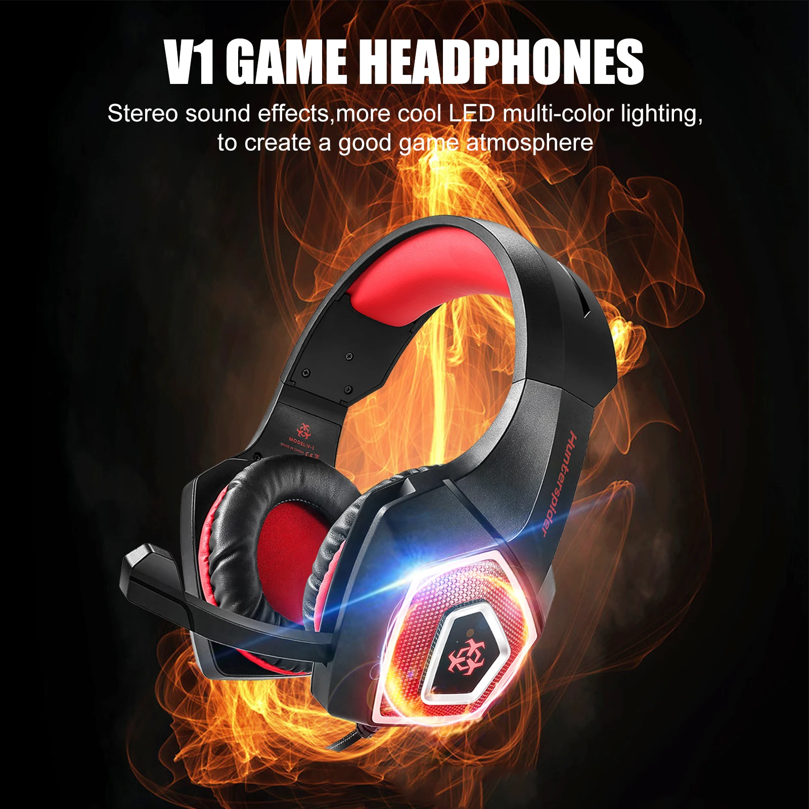 

RGB luminous colorful universal USB + 3.5mm in-line gaming headset headset wired with microphone noise reduction headset e-game
