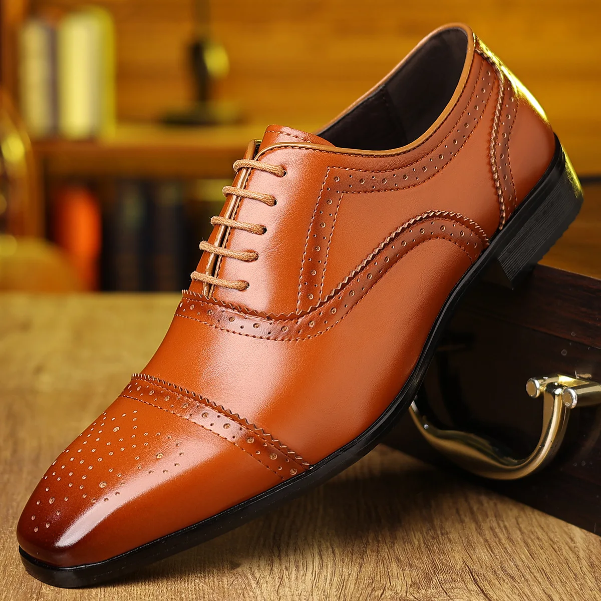 Big Size New Designer Brogue Shoes for Men Spring Autumn Fashion Casual Leather Shoes Carved British Dress Men's Shoe 3