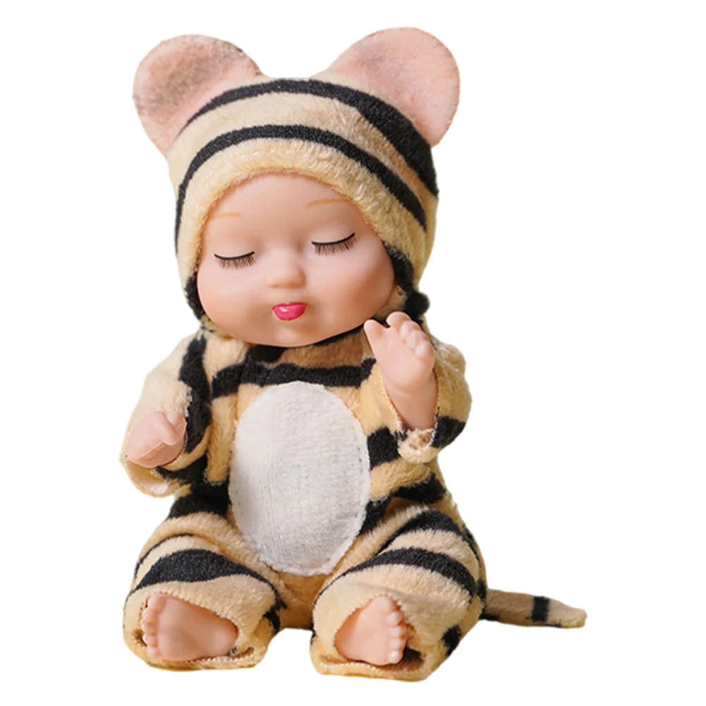 1/6 Pcs 11cm Mini Reborn Baby Doll Lifelike Realistic Baby Doll Toys with Animal Clothes Small Baby Dolls for Kids Birthday Gift