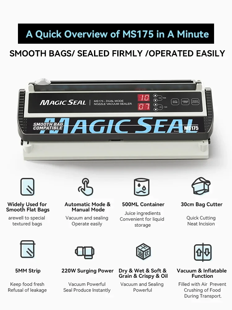 Food Vacuum Sealer MAGIC SEAL MS175 Vacuum Sealer Machine For Food