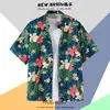 Men Street Fashion Summer Daily Shirt Hawaiian Cartoon Print Casual Loose Shirts Short Sleeve Beach Loose Tops 1