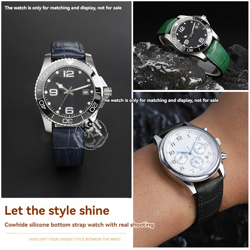 Premium Cowhide Leather Watch Strap with Butterfly Buckle - Various Sizes