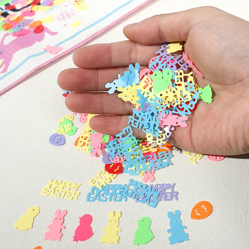 15g/bag Happy Easter Confetti Colorful Bunny Eggs Sequin Confetti 2025 Easter Party Table Scatter Decoration DIY Crafts Gift