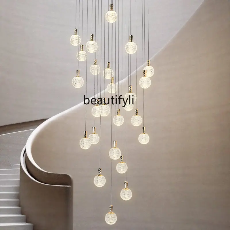 

zq Stair Light Villa Living Room Atmospheric Lamp Duplex Building Empty Chandelier Apartment Dining Room Lamps