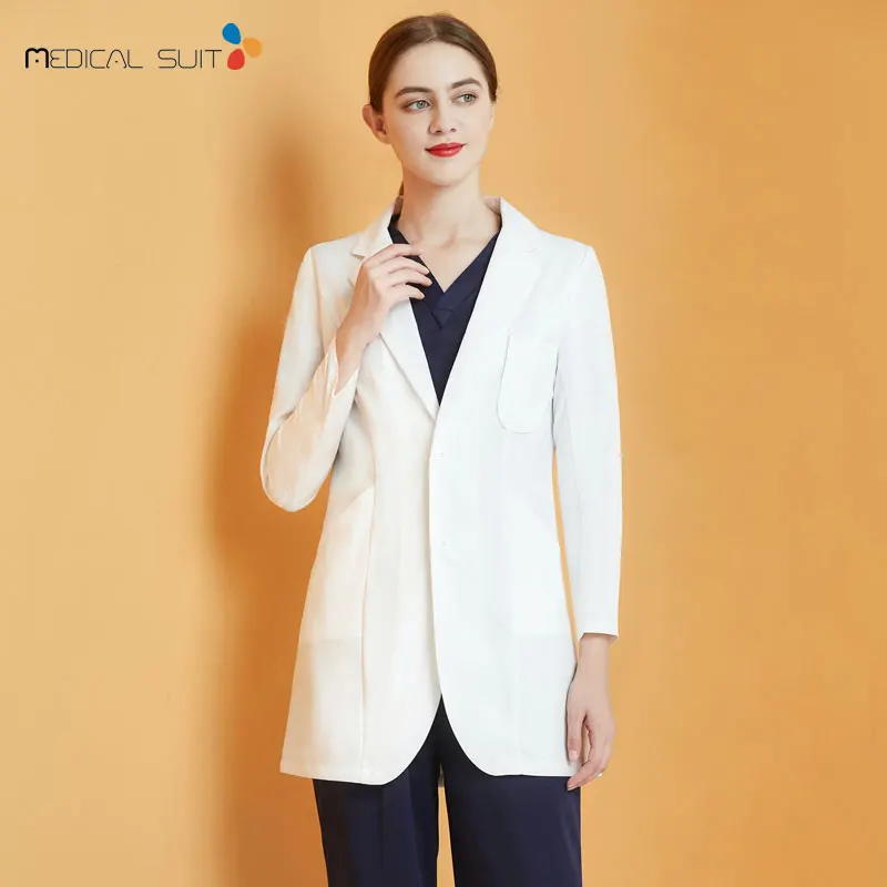 Beauty salon work clothes female short sleeve high-end spring and summer skin manager tattoo white coat doctor suit l