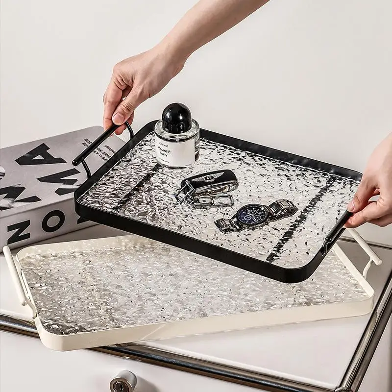 

1Pc Ins Style Modern Simplicity Acrylic Tray Home Kitchen Portable High-Quality Light Luxury Rectangular Cup Tea Tray
