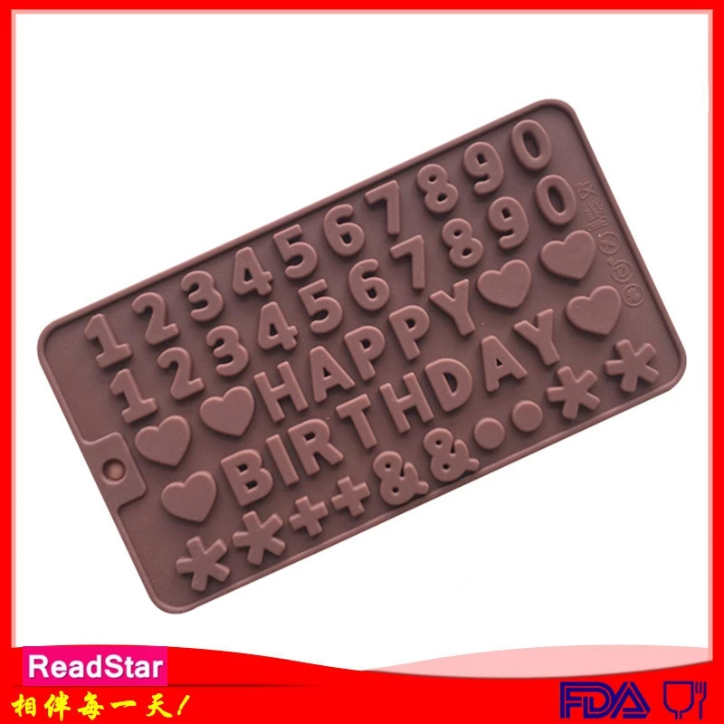 

20PCS/LOT ReadStar 49CO038RD096 49 Cavities Numbers Happy Birthday Chocolate Silicone Mold 5 Holes Baking Mould DIY Soap Mold