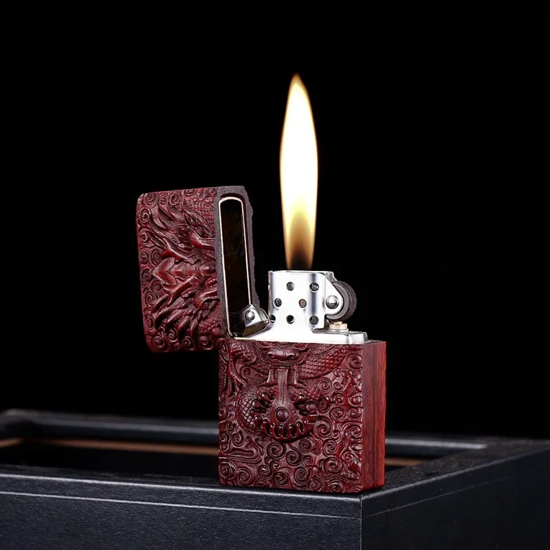 

Leader Sandalwood Series Open Flame Kerosene Lighter High-end Men's Gift Wooden Engraving Lighter