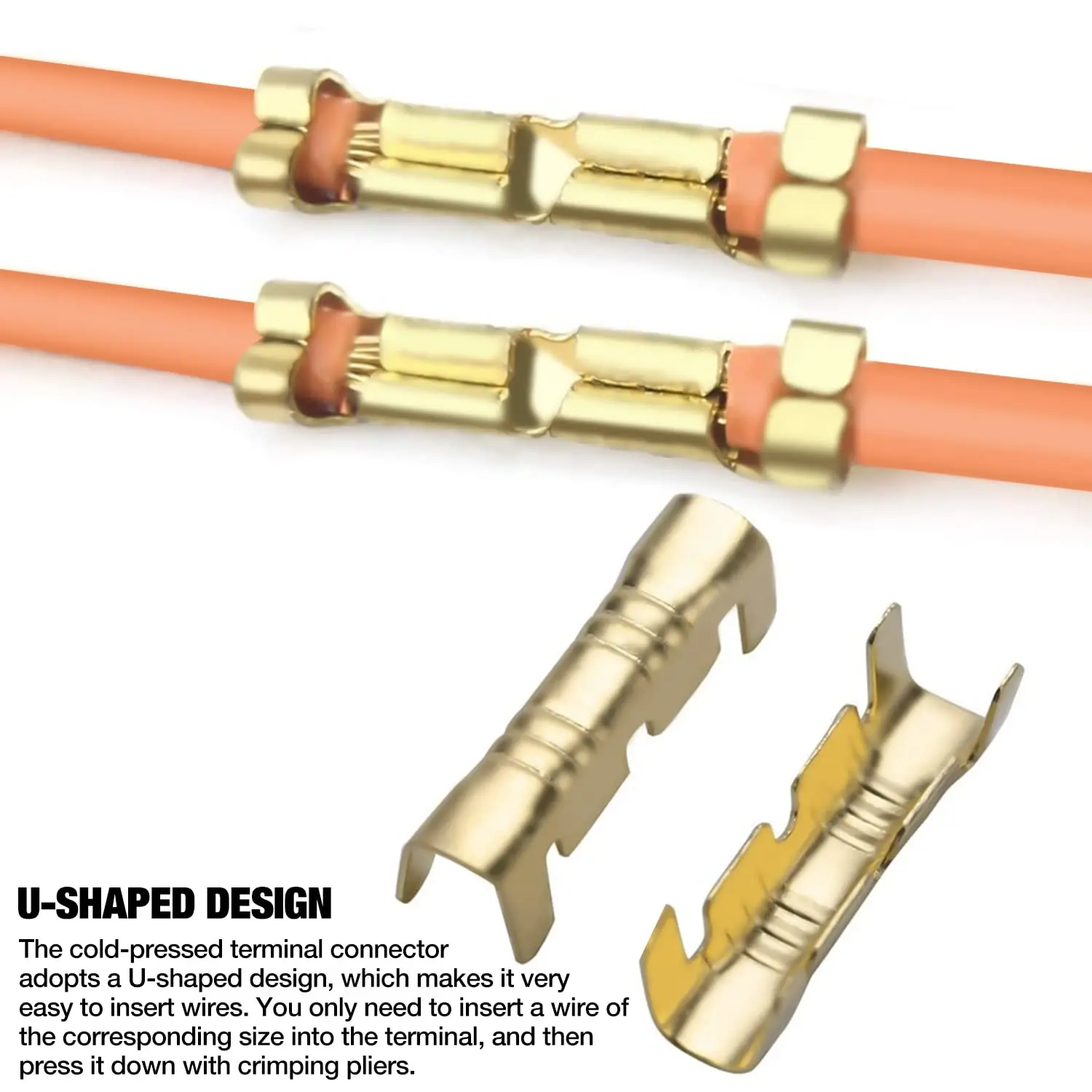 Terminal Connector 50/100/200/1000PCS 453 U-Shaped 0.3-1.5mm 2 Terminal Tab Cold Inserts Small Teeth Fascia