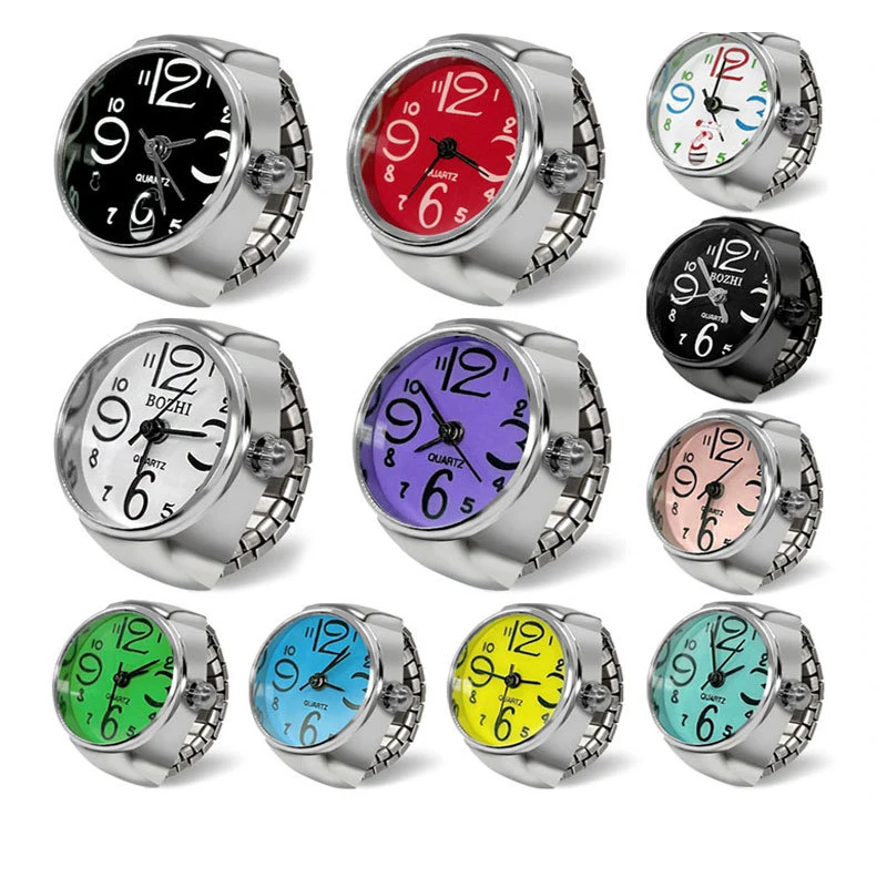 Vintage Punk Quartz Finger Pocket Watch Ring for Women Men Goth Clock Rings Digital Watch Elastic Stretchy Rings Jewelry Gift 4