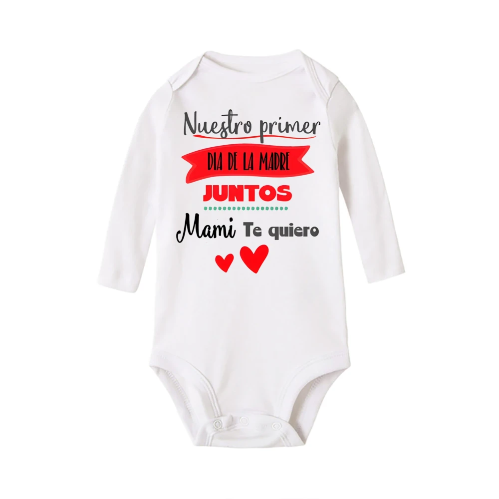 우리가 함께한 첫 번째 어머니날 프린트 베이비 바디수트 남아 여아 옷  롬퍼  첫 어머니날 의상  선물