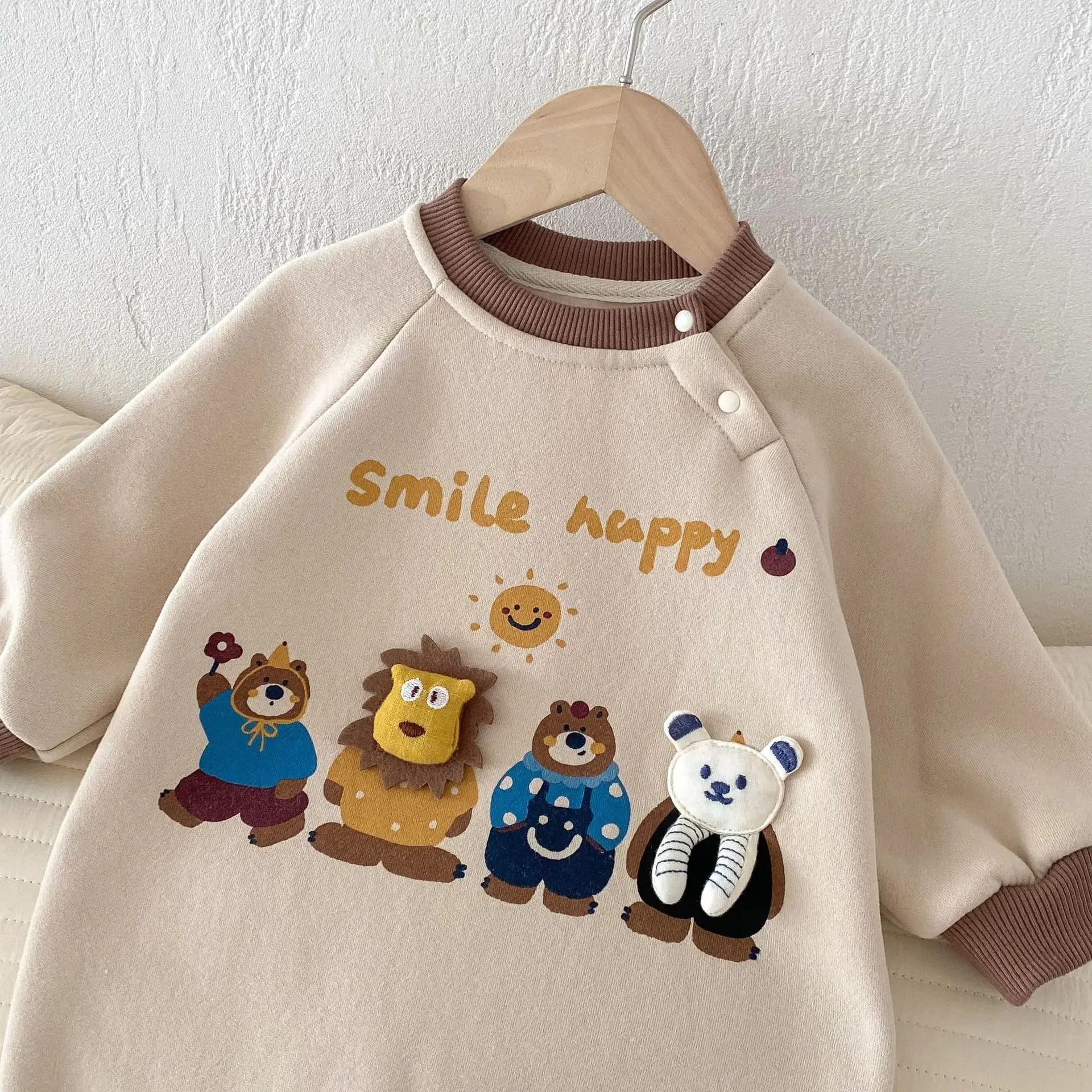 Baby Clothes For 0-2 Years Old Rompers Baby Winter Cartoon Jumpsuit Boys Winter Thick Bodysuits Newborn Clothes One-Pieces