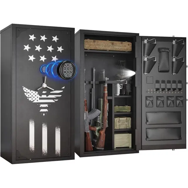 30-40 Capacity Gun Safe for Rifles and Shotguns with Rifle/Pistol Rack, Storage Pockets, Removable Shelves, Silent Operation, Ex 1