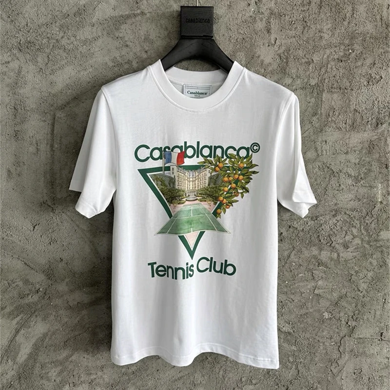 

Y2K White Casablanca Triangle T Shirt Men Women 1:1 High Quality Casual T-shirt Top Tees