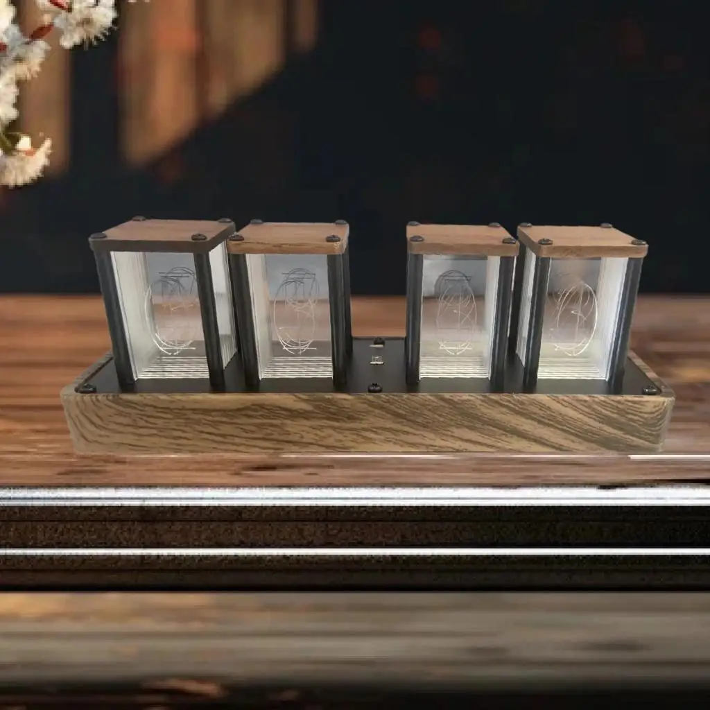 Colorful Nixie Tube Clock LED Desk Clock Vintage Glow Tube Gift Color Changing