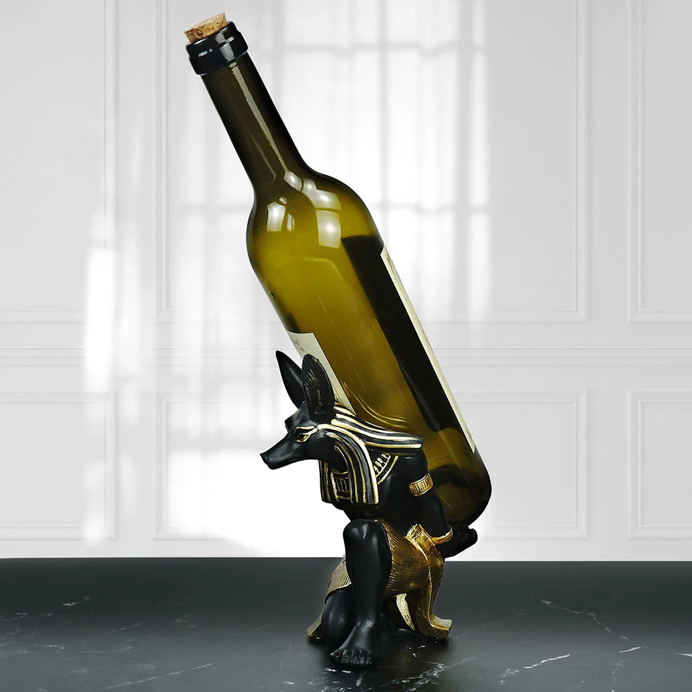 Creative Wine Rack Decoration Anubis Dog God Wine Shelf Home Decoration Resin Crafts Wine