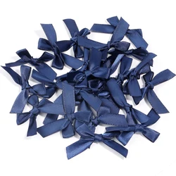 Pink Satin Ribbon Bows - Set of 50, Small Size Craft and Party Decor - 4x3.5cm 50Pcs (Dark Blue)