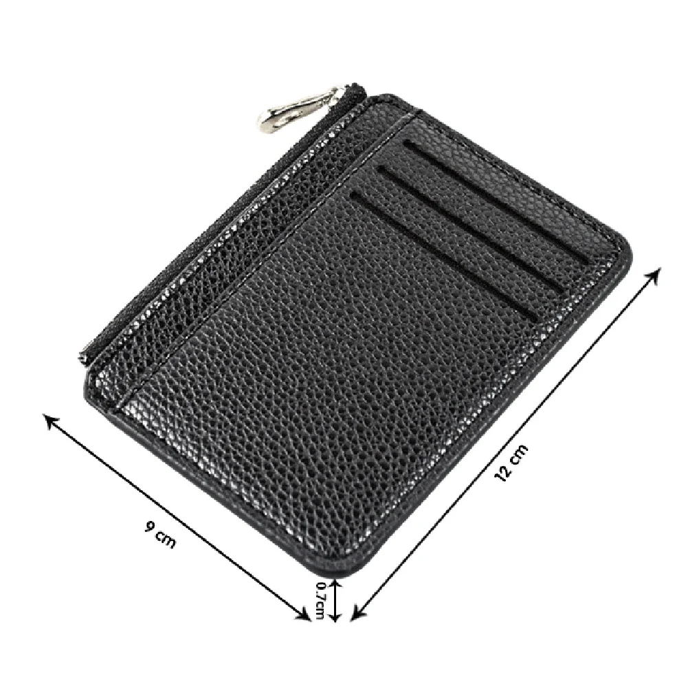 Mini Zipper Card Bag Slim ID Bank short wallet Credit Organizer Portable Small Slim Ultra-thin Short Purse for Men Black